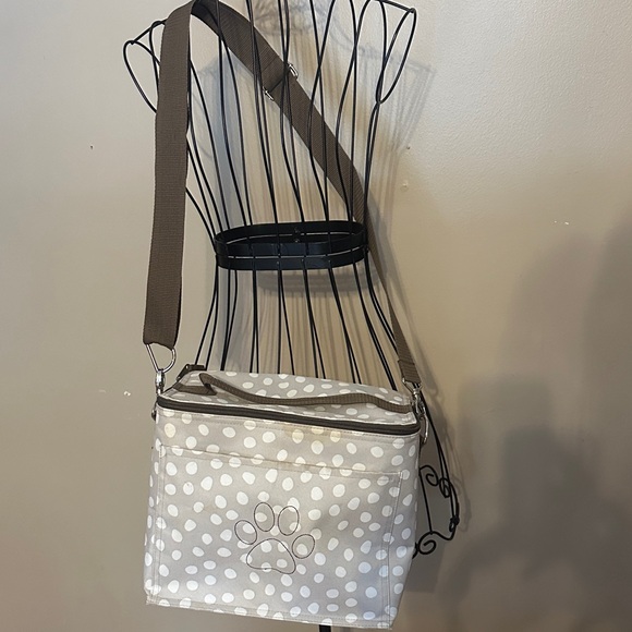 thirty-one Handbags - Thirty-One Polka Dot Tote with Paw Print - Brown and White